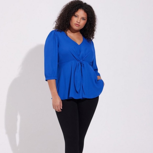 NEVER WORN! Georgette Tie-Front Blouse - Sz 2X - Picture 1 of 14